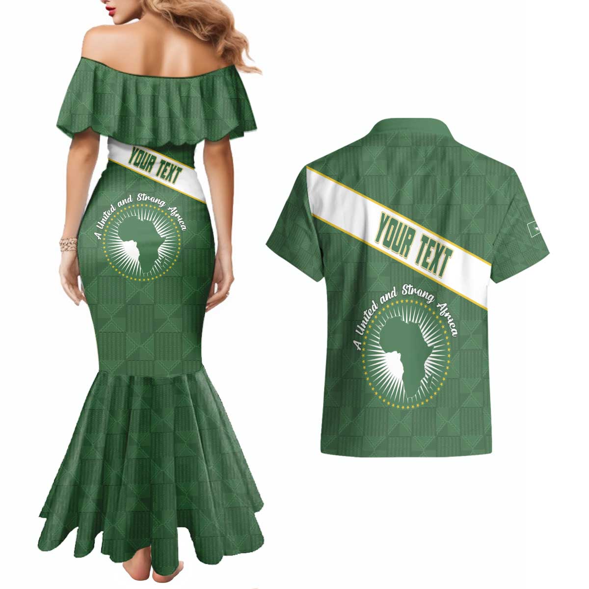 Personalized African Union Day Couples Matching Mermaid Dress and Hawaiian Shirt Emblem With Kente Pattern - Wonder Print Shop