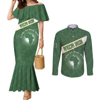 Personalized African Union Day Couples Matching Mermaid Dress and Long Sleeve Button Shirt Emblem With Kente Pattern - Wonder Print Shop