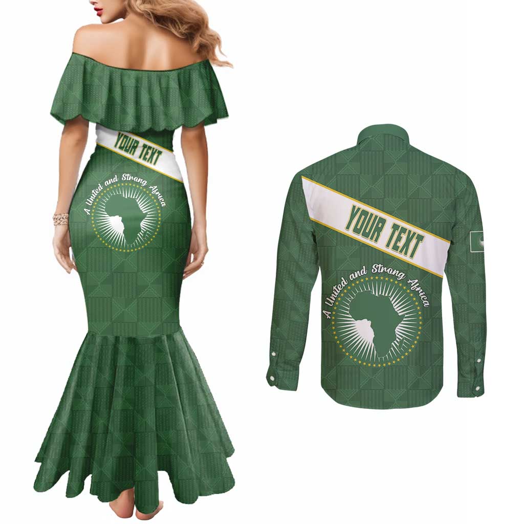 Personalized African Union Day Couples Matching Mermaid Dress and Long Sleeve Button Shirt Emblem With Kente Pattern - Wonder Print Shop