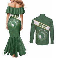 Personalized African Union Day Couples Matching Mermaid Dress and Long Sleeve Button Shirt Emblem With Kente Pattern - Wonder Print Shop