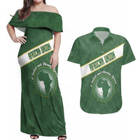 Personalized African Union Day Couples Matching Off Shoulder Maxi Dress and Hawaiian Shirt Emblem With Kente Pattern - Wonder Print Shop