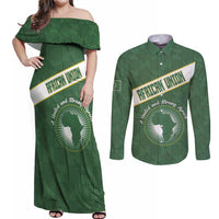 Personalized African Union Day Couples Matching Off Shoulder Maxi Dress and Long Sleeve Button Shirt Emblem With Kente Pattern - Wonder Print Shop