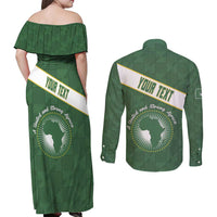 Personalized African Union Day Couples Matching Off Shoulder Maxi Dress and Long Sleeve Button Shirt Emblem With Kente Pattern - Wonder Print Shop