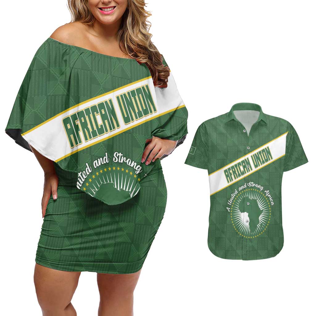 Personalized African Union Day Couples Matching Off Shoulder Short Dress and Hawaiian Shirt Emblem With Kente Pattern - Wonder Print Shop