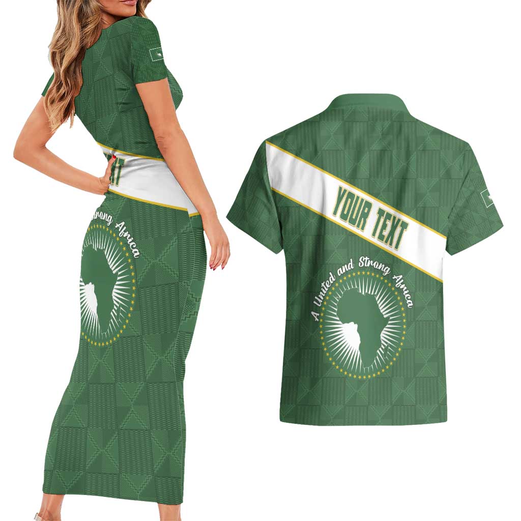Personalized African Union Day Couples Matching Short Sleeve Bodycon Dress and Hawaiian Shirt Emblem With Kente Pattern - Wonder Print Shop