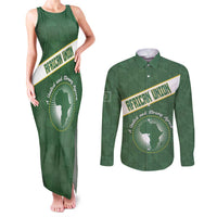 Personalized African Union Day Couples Matching Tank Maxi Dress and Long Sleeve Button Shirt Emblem With Kente Pattern - Wonder Print Shop