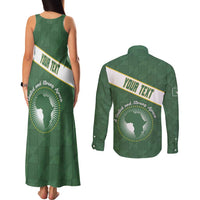 Personalized African Union Day Couples Matching Tank Maxi Dress and Long Sleeve Button Shirt Emblem With Kente Pattern - Wonder Print Shop