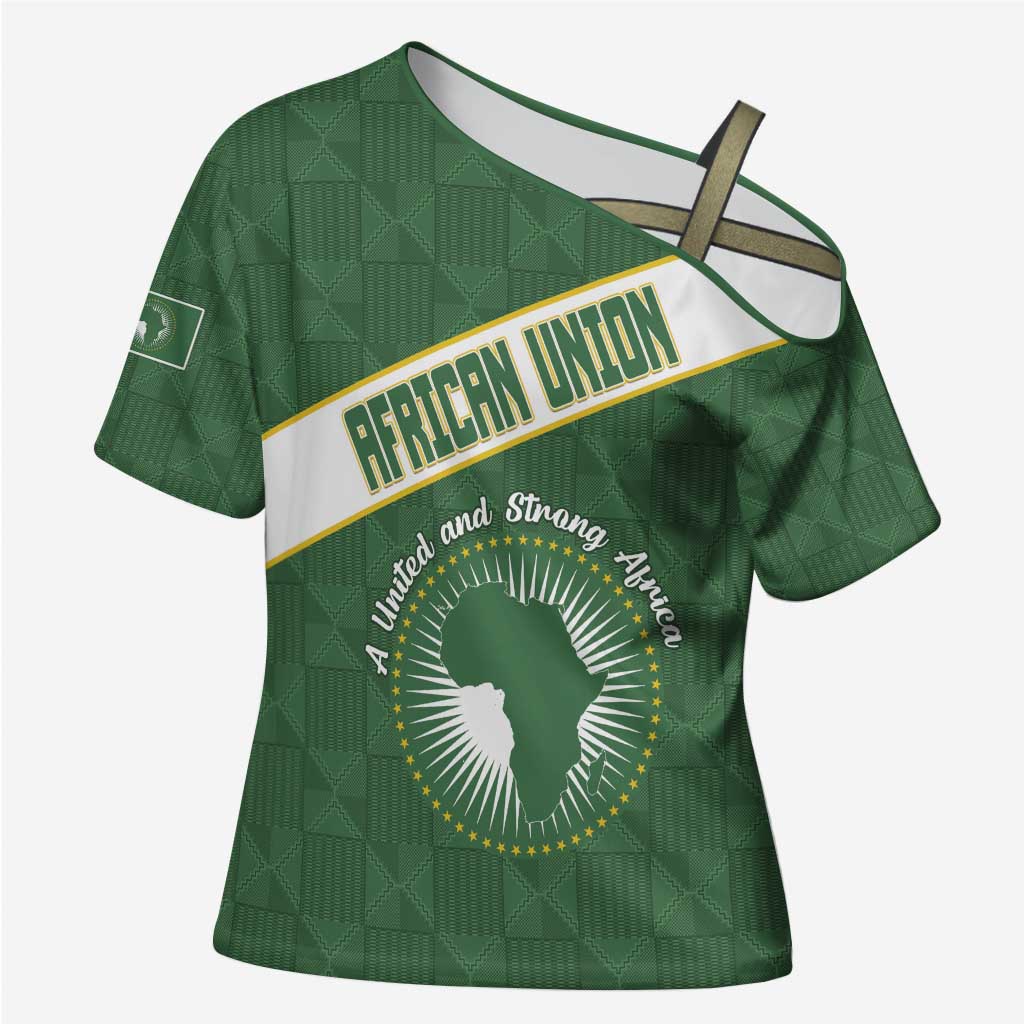 Personalized African Union Day Cross Shoulder Shirt Emblem With Kente Pattern - Wonder Print Shop