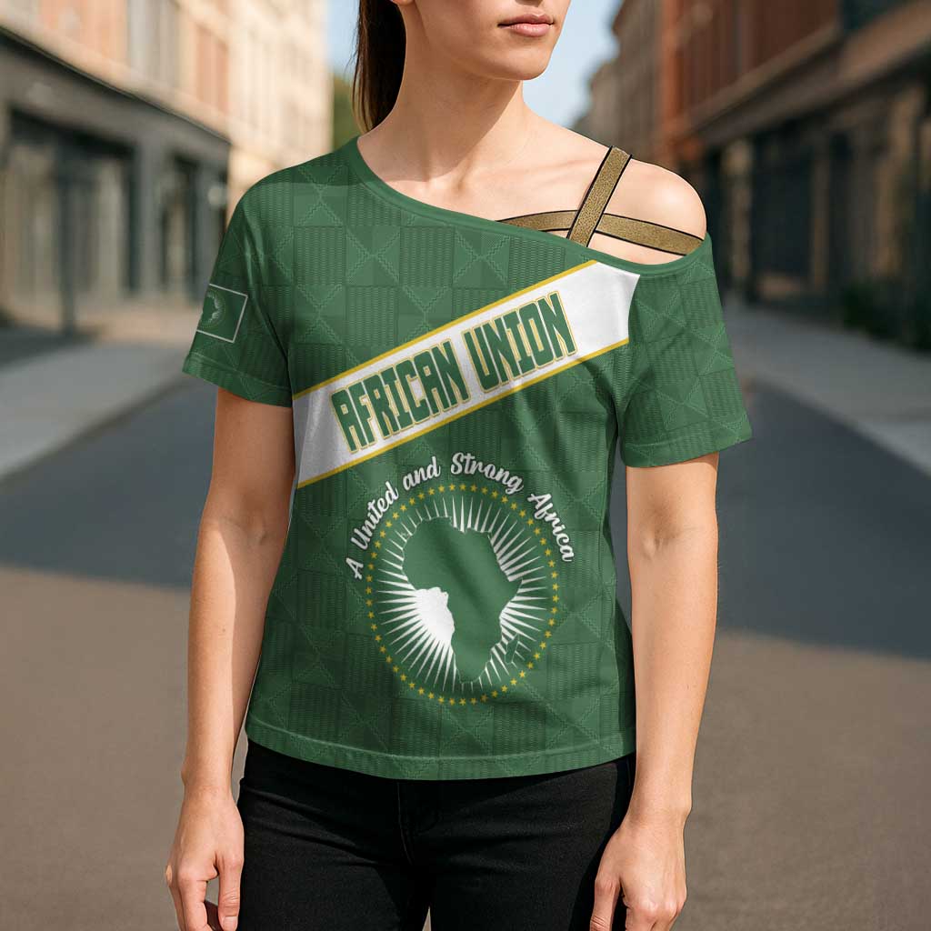 Personalized African Union Day Cross Shoulder Shirt Emblem With Kente Pattern - Wonder Print Shop