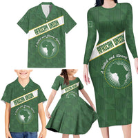 Personalized African Union Day Family Matching Long Sleeve Bodycon Dress and Hawaiian Shirt Emblem With Kente Pattern - Wonder Print Shop