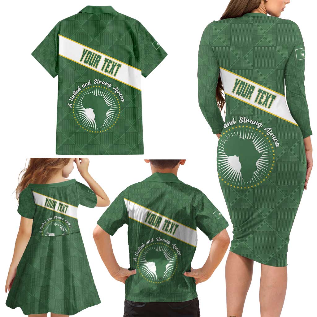 Personalized African Union Day Family Matching Long Sleeve Bodycon Dress and Hawaiian Shirt Emblem With Kente Pattern - Wonder Print Shop