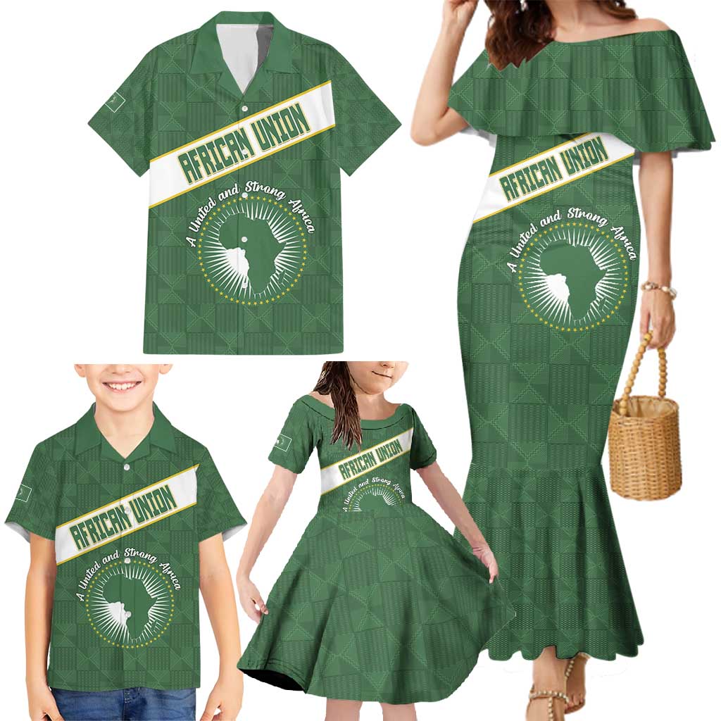 Personalized African Union Day Family Matching Mermaid Dress and Hawaiian Shirt Emblem With Kente Pattern - Wonder Print Shop