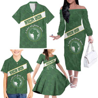 Personalized African Union Day Family Matching Off The Shoulder Long Sleeve Dress and Hawaiian Shirt Emblem With Kente Pattern - Wonder Print Shop