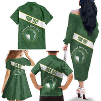 Personalized African Union Day Family Matching Off The Shoulder Long Sleeve Dress and Hawaiian Shirt Emblem With Kente Pattern - Wonder Print Shop