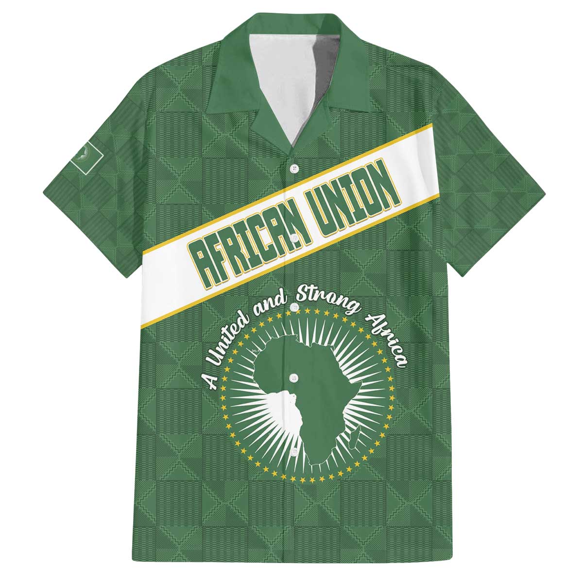 Personalized African Union Day Family Matching Off The Shoulder Long Sleeve Dress and Hawaiian Shirt Emblem With Kente Pattern - Wonder Print Shop