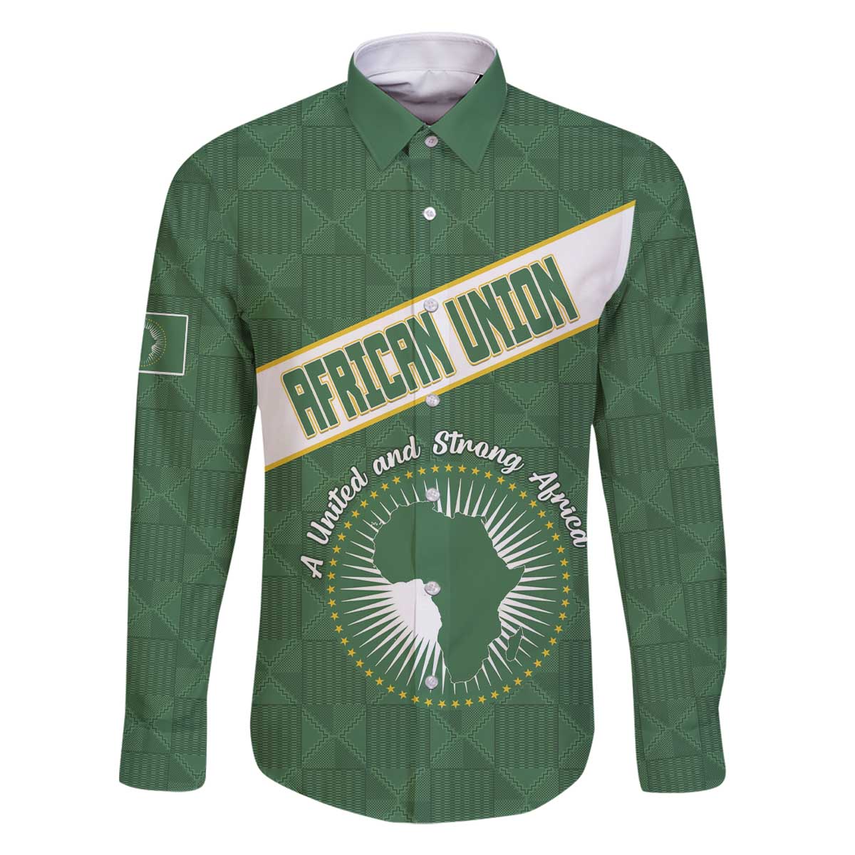 Personalized African Union Day Family Matching Off The Shoulder Long Sleeve Dress and Hawaiian Shirt Emblem With Kente Pattern - Wonder Print Shop