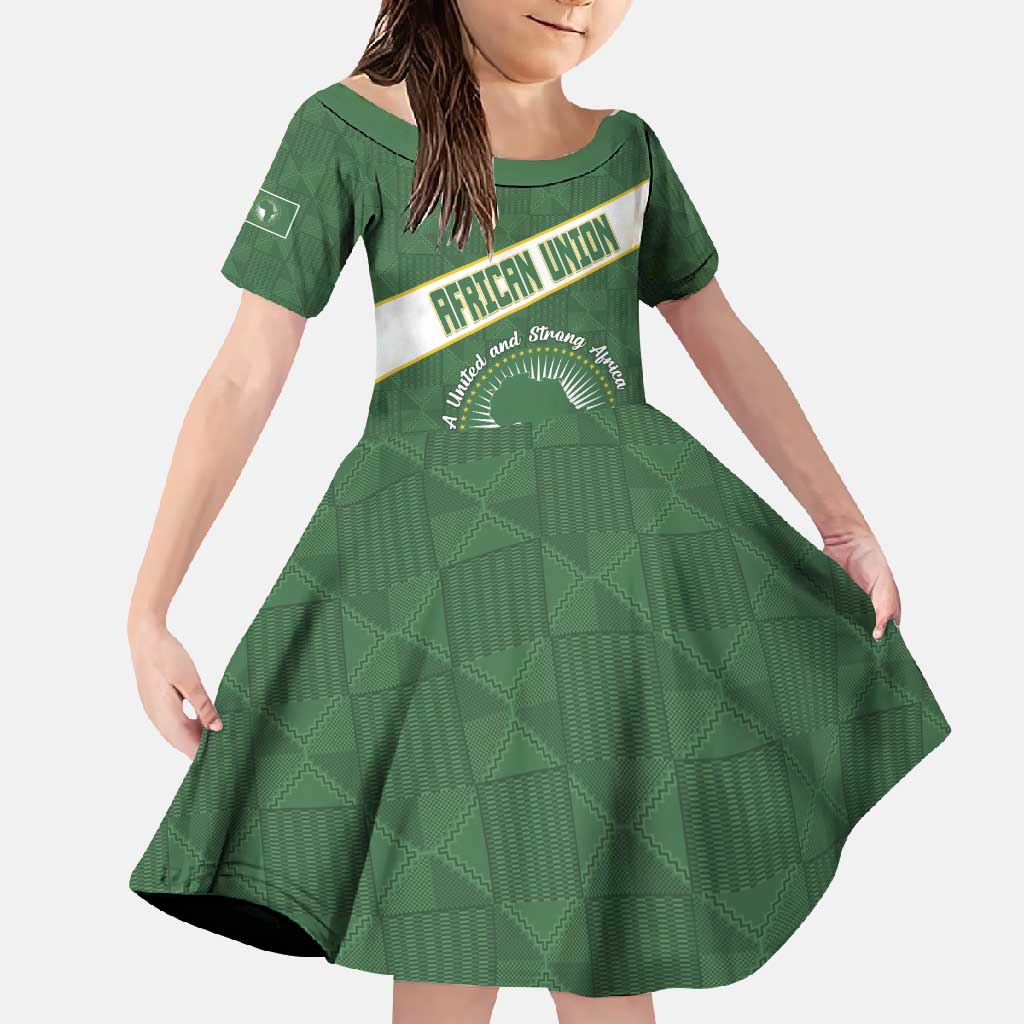 Personalized African Union Day Family Matching Off Shoulder Maxi Dress and Hawaiian Shirt Emblem With Kente Pattern - Wonder Print Shop