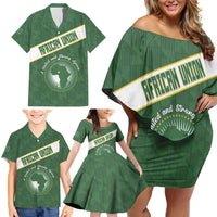 Personalized African Union Day Family Matching Off Shoulder Short Dress and Hawaiian Shirt Emblem With Kente Pattern - Wonder Print Shop