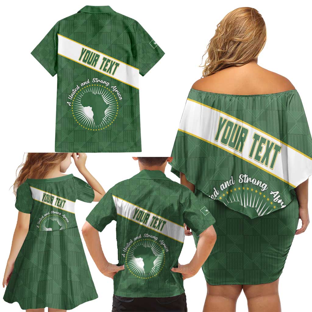 Personalized African Union Day Family Matching Off Shoulder Short Dress and Hawaiian Shirt Emblem With Kente Pattern - Wonder Print Shop