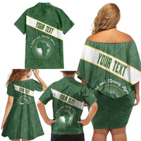 Personalized African Union Day Family Matching Off Shoulder Short Dress and Hawaiian Shirt Emblem With Kente Pattern - Wonder Print Shop
