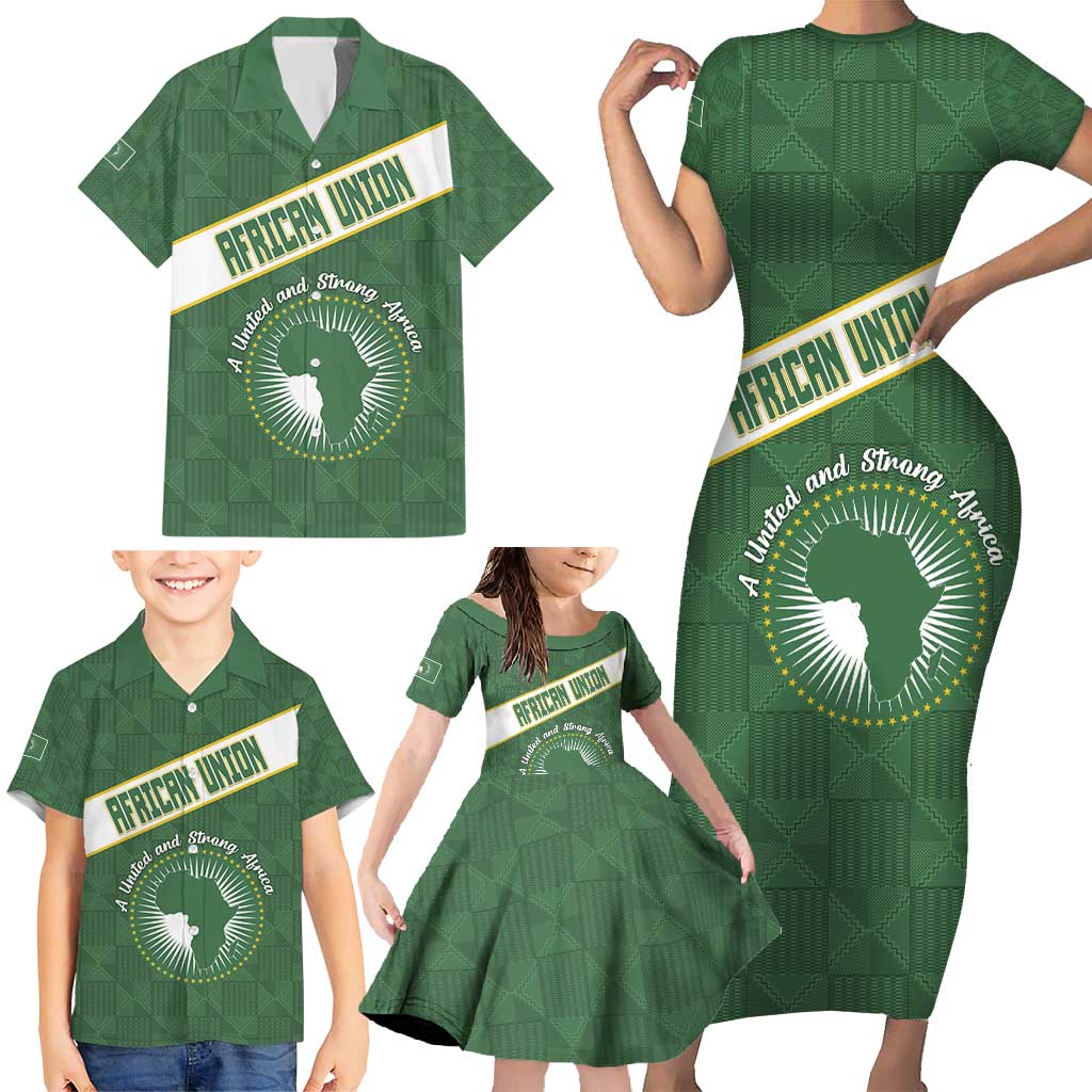 Personalized African Union Day Family Matching Short Sleeve Bodycon Dress and Hawaiian Shirt Emblem With Kente Pattern - Wonder Print Shop