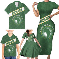 Personalized African Union Day Family Matching Short Sleeve Bodycon Dress and Hawaiian Shirt Emblem With Kente Pattern - Wonder Print Shop
