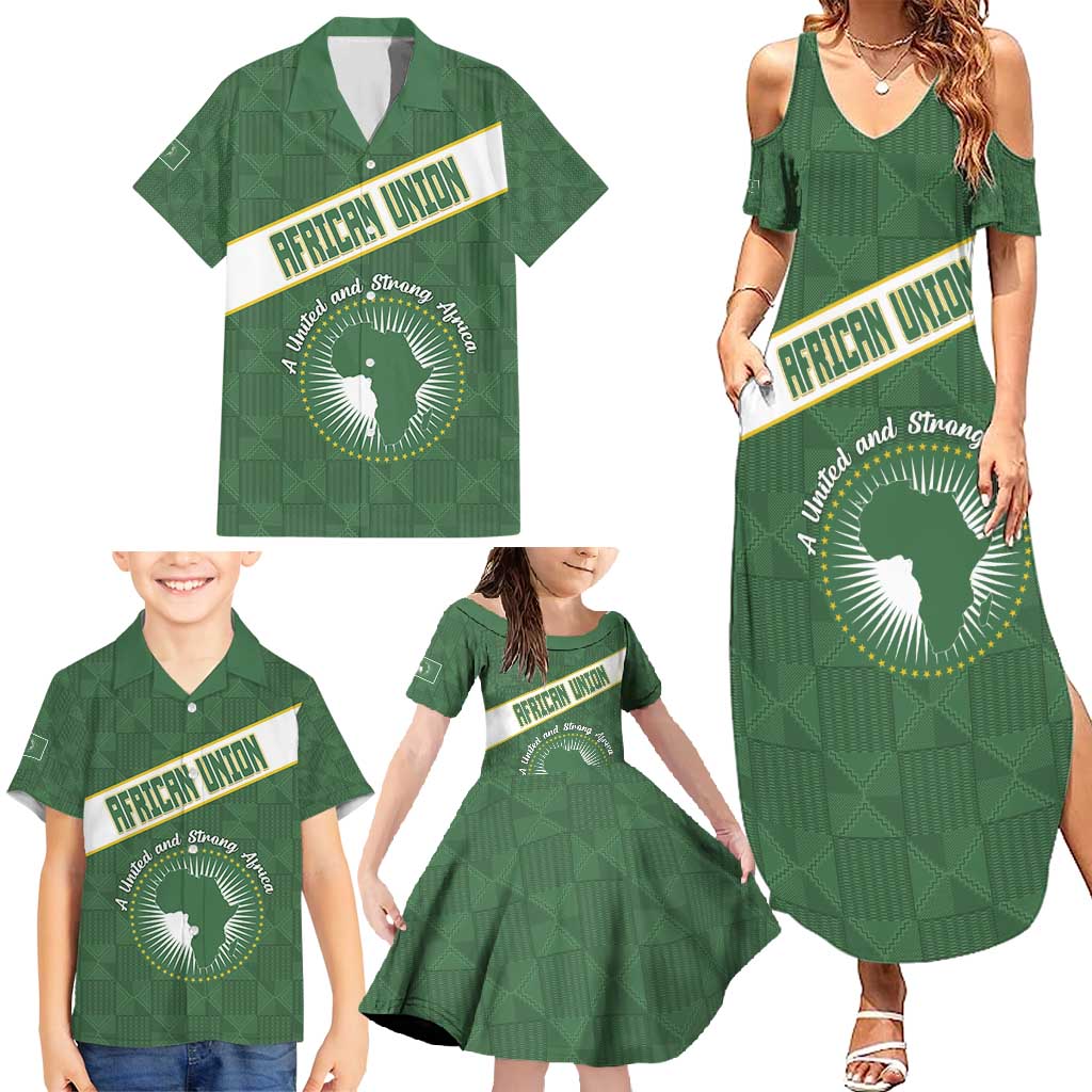 Personalized African Union Day Family Matching Summer Maxi Dress and Hawaiian Shirt Emblem With Kente Pattern - Wonder Print Shop