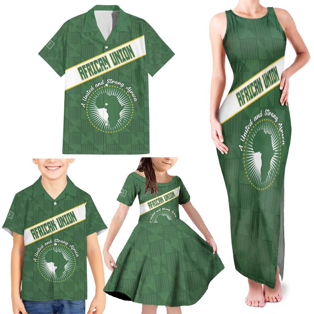 Personalized African Union Day Family Matching Tank Maxi Dress and Hawaiian Shirt Emblem With Kente Pattern - Wonder Print Shop