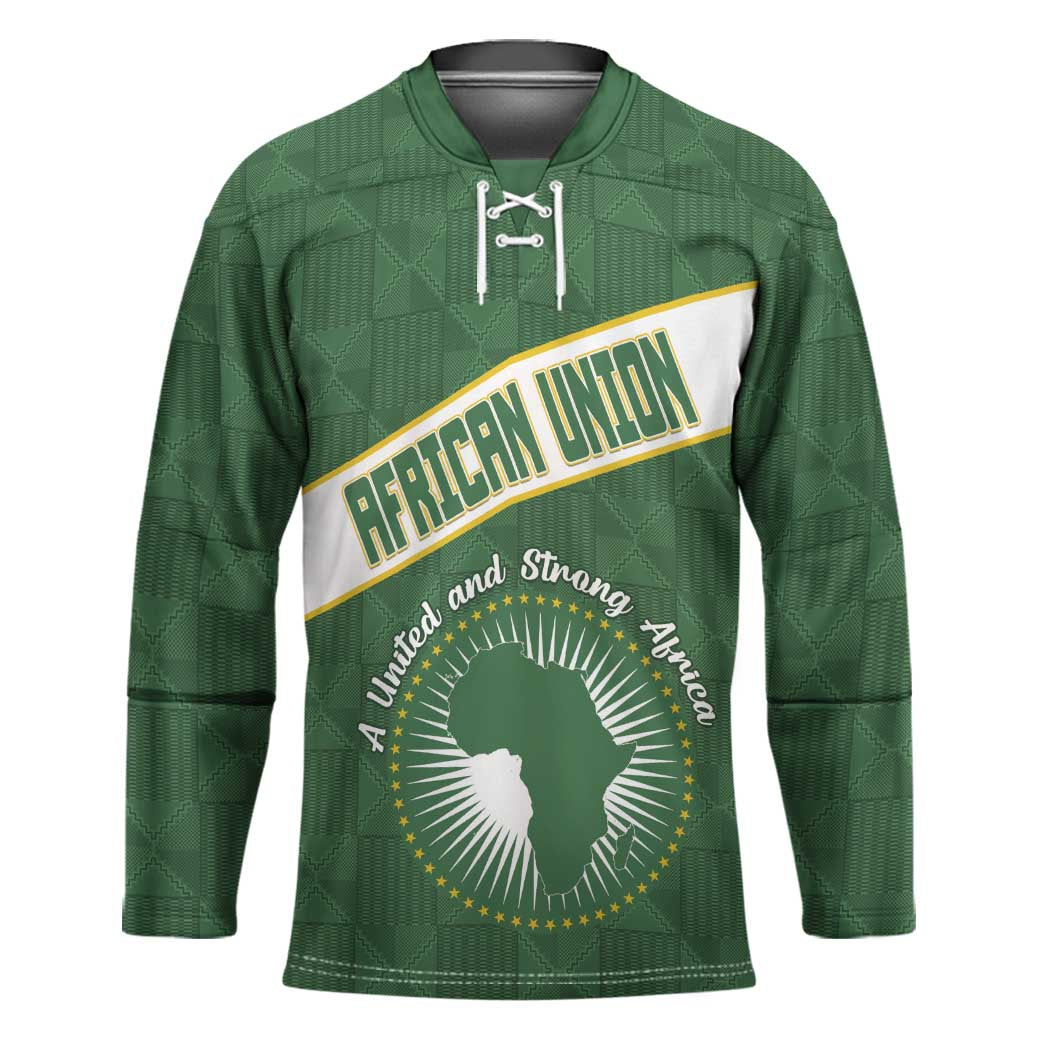Personalized African Union Day Hockey Jersey Emblem With Kente Pattern - Wonder Print Shop