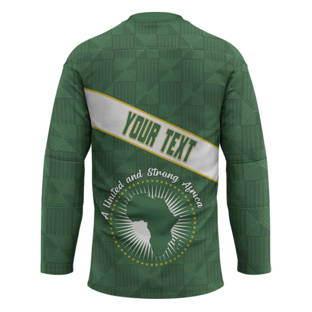 Personalized African Union Day Hockey Jersey Emblem With Kente Pattern - Wonder Print Shop