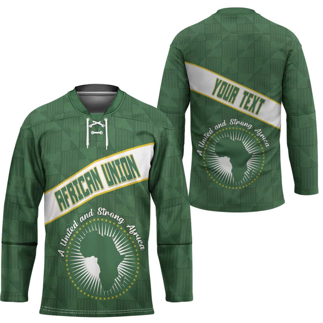 Personalized African Union Day Hockey Jersey Emblem With Kente Pattern - Wonder Print Shop