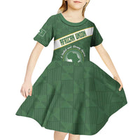 Personalized African Union Day Kid Short Sleeve Dress Emblem With Kente Pattern - Wonder Print Shop