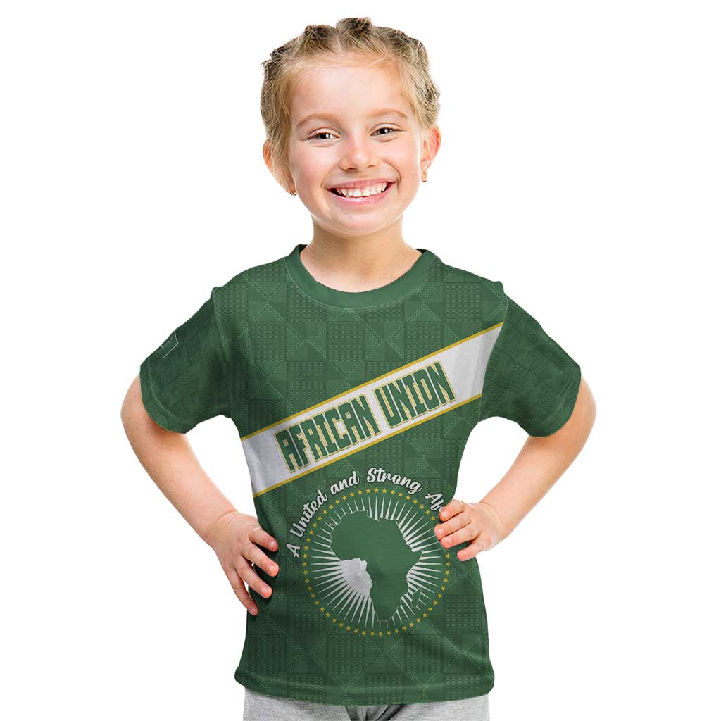 Personalized African Union Day Kid T Shirt Emblem With Kente Pattern - Wonder Print Shop