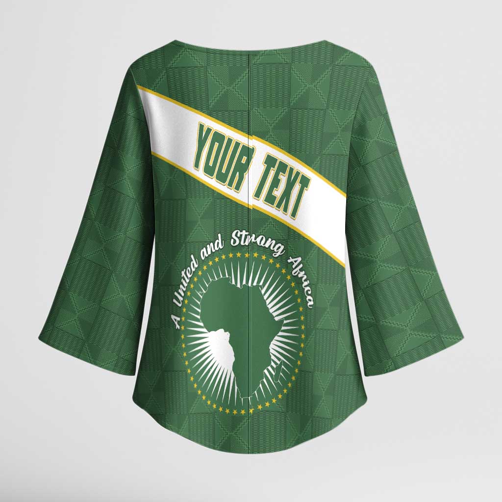 Personalized African Union Day Kimono Sleeve Blouse Emblem With Kente Pattern - Wonder Print Shop