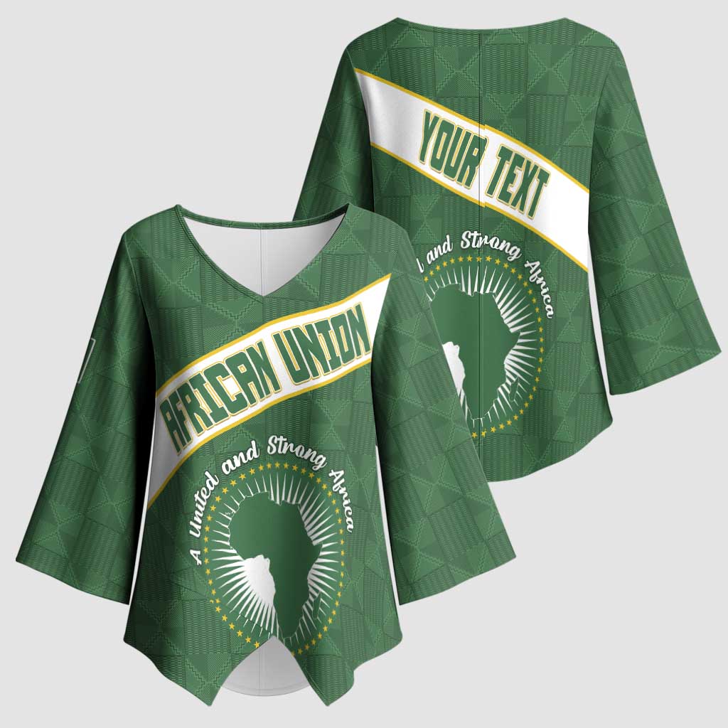 Personalized African Union Day Kimono Sleeve Blouse Emblem With Kente Pattern - Wonder Print Shop