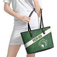 African Union Day Leather Tote Bag Emblem With Kente Pattern - Wonder Print Shop