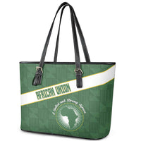 African Union Day Leather Tote Bag Emblem With Kente Pattern - Wonder Print Shop