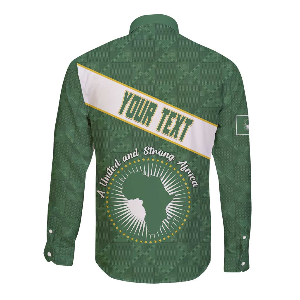 Personalized African Union Day Long Sleeve Button Shirt Emblem With Kente Pattern - Wonder Print Shop