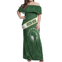Personalized African Union Day Off Shoulder Maxi Dress Emblem With Kente Pattern - Wonder Print Shop
