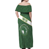 Personalized African Union Day Off Shoulder Maxi Dress Emblem With Kente Pattern - Wonder Print Shop