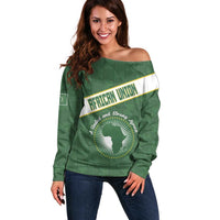Personalized African Union Day Off Shoulder Sweater Emblem With Kente Pattern - Wonder Print Shop