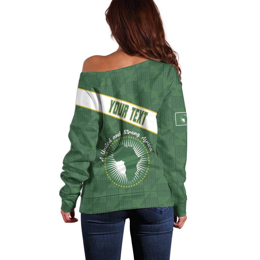 Personalized African Union Day Off Shoulder Sweater Emblem With Kente Pattern - Wonder Print Shop