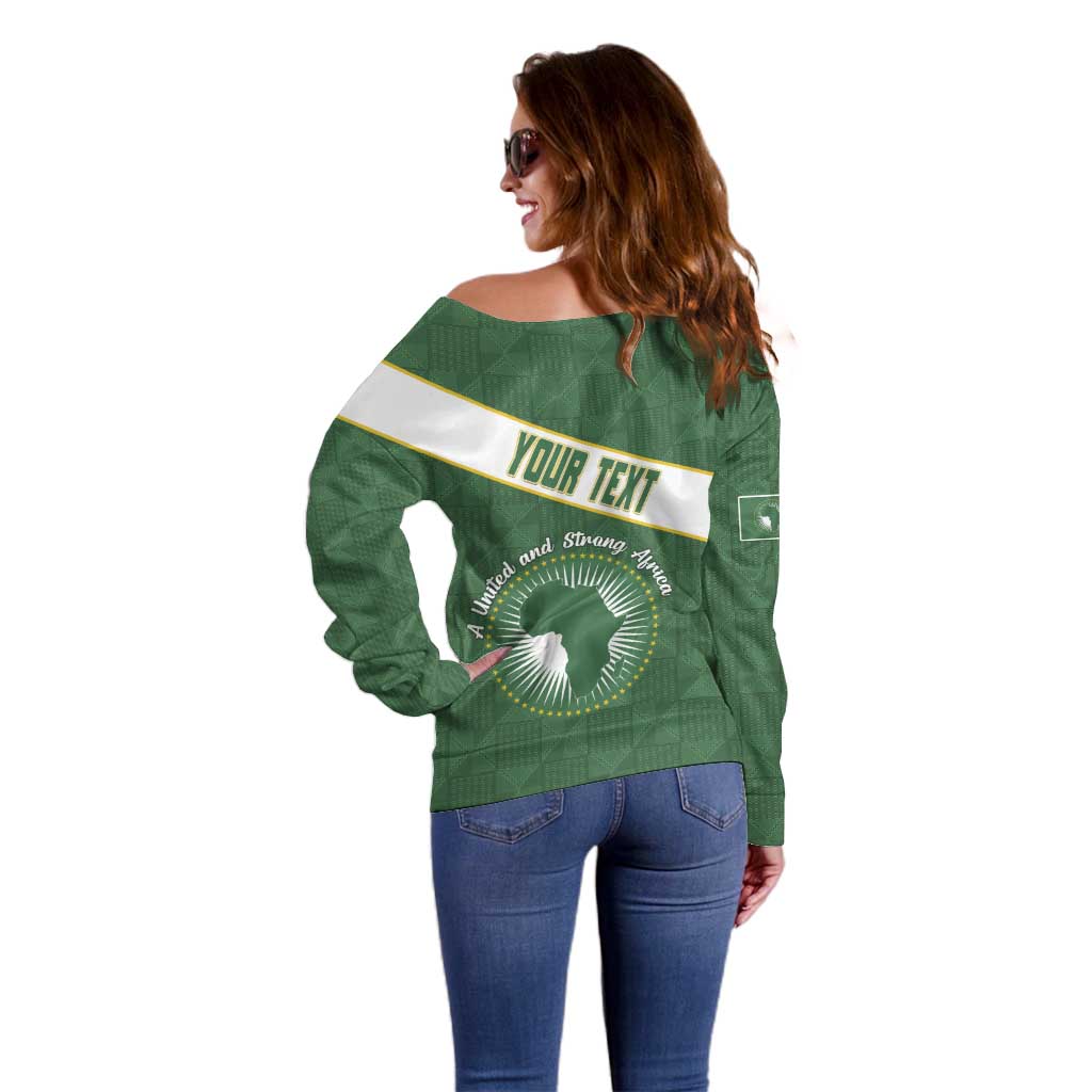 Personalized African Union Day Off Shoulder Sweater Emblem With Kente Pattern - Wonder Print Shop