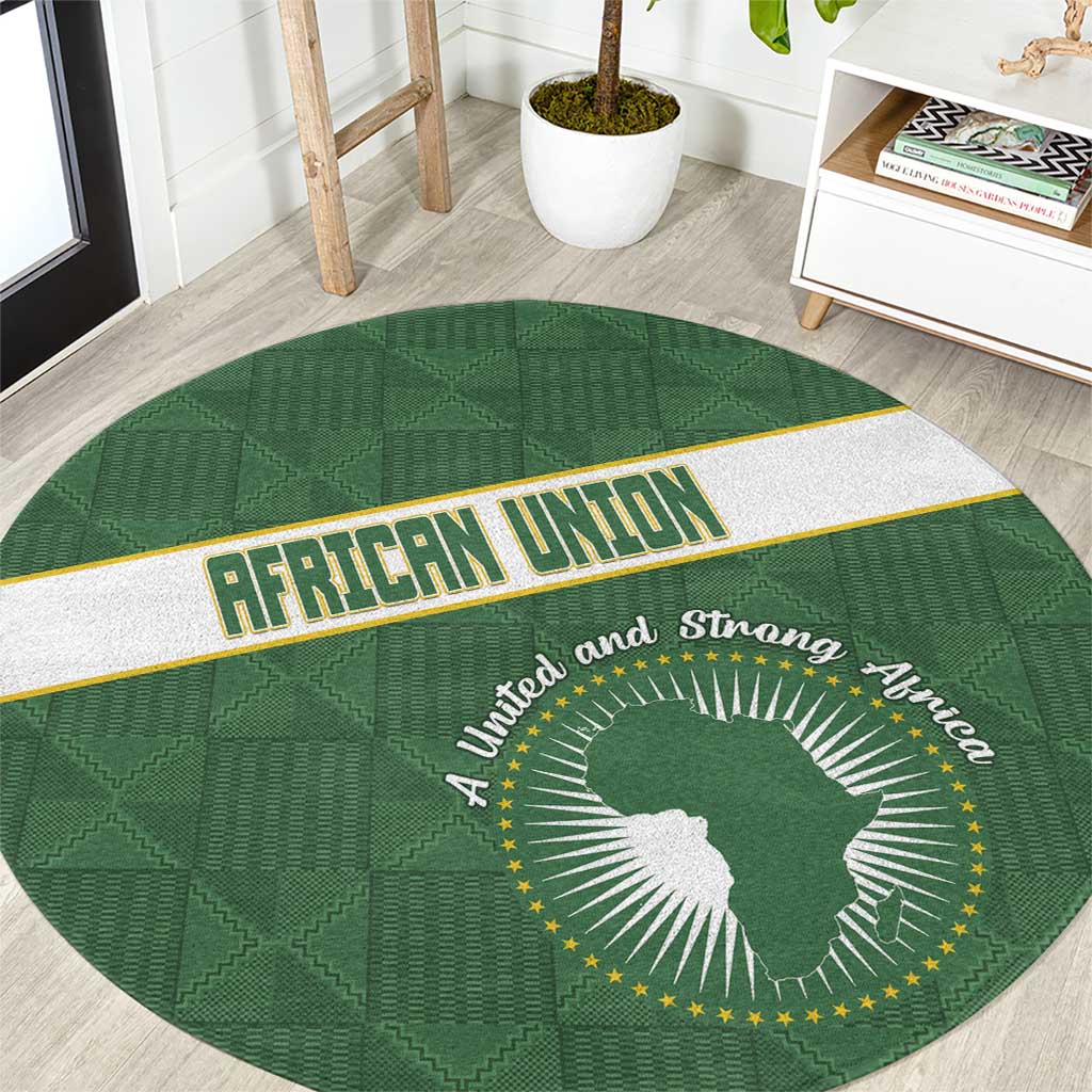 African Union Day Round Carpet Emblem With Kente Pattern - Wonder Print Shop