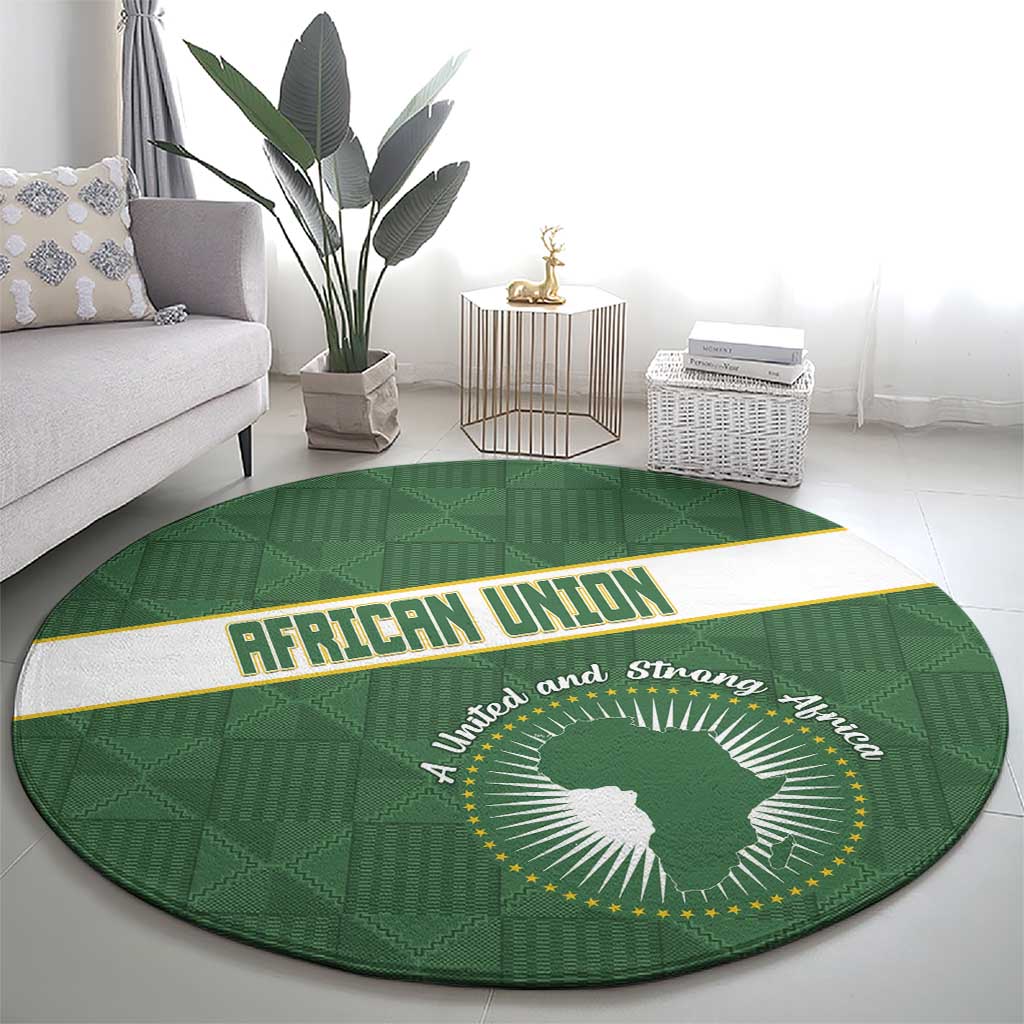 African Union Day Round Carpet Emblem With Kente Pattern - Wonder Print Shop