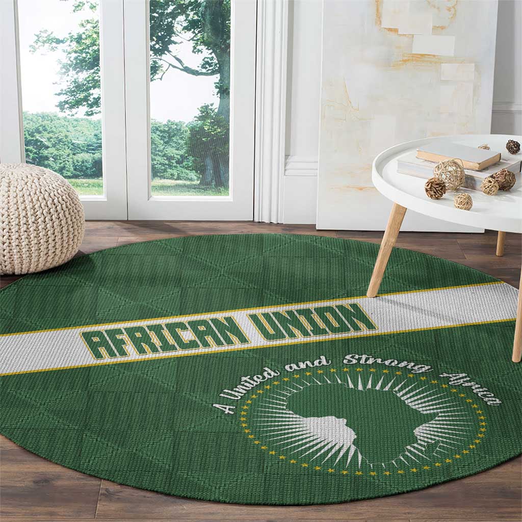 African Union Day Round Carpet Emblem With Kente Pattern - Wonder Print Shop