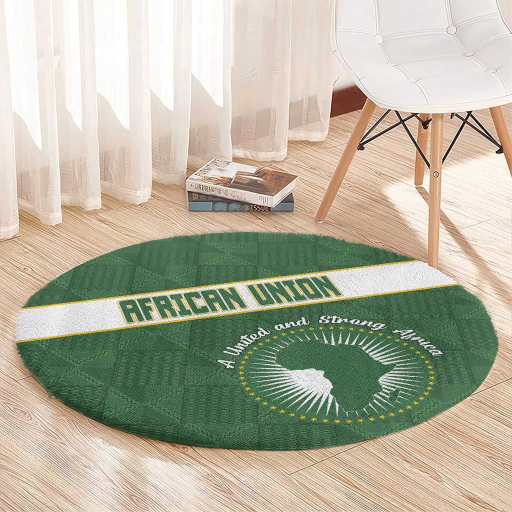 African Union Day Round Carpet Emblem With Kente Pattern - Wonder Print Shop