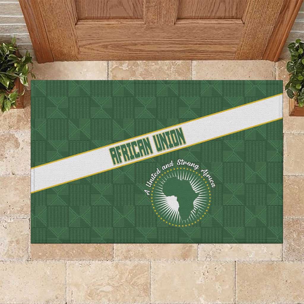 African Union Day Rubber Doormat Emblem With Kente Pattern - Wonder Print Shop