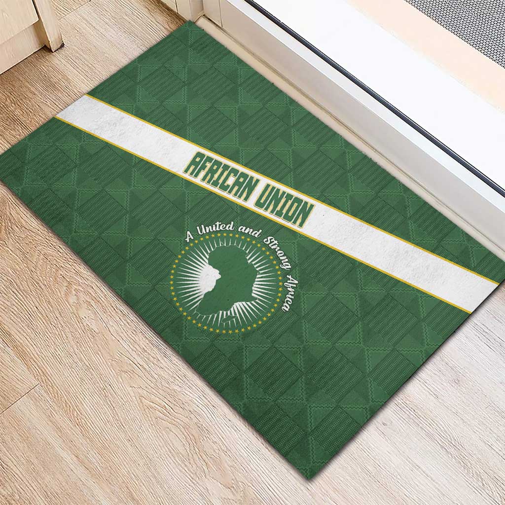 African Union Day Rubber Doormat Emblem With Kente Pattern - Wonder Print Shop