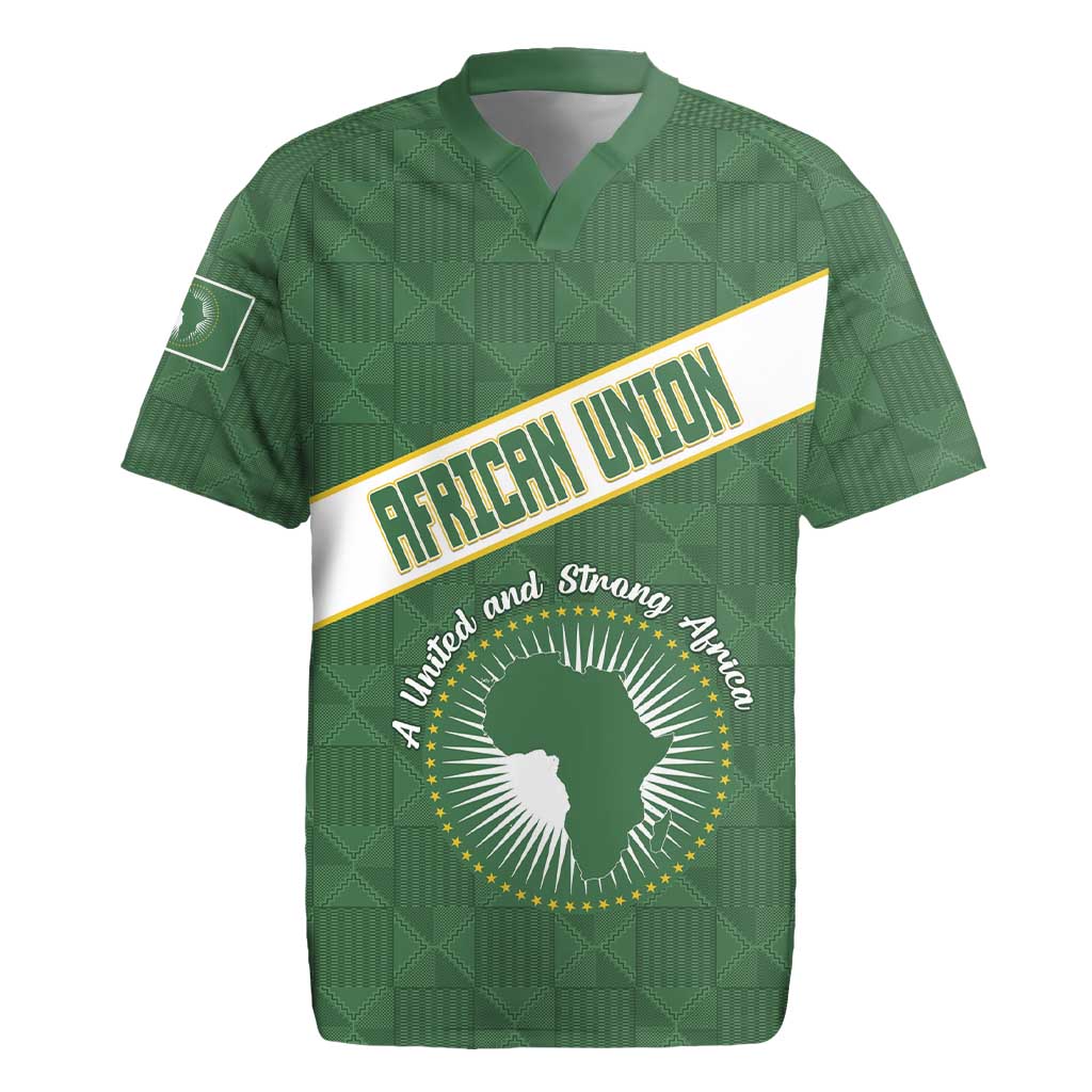 Personalized African Union Day Rugby Jersey Emblem With Kente Pattern - Wonder Print Shop